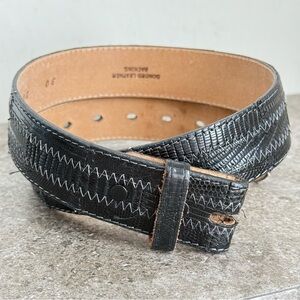 Tony Lama Mens Western Belt Sz 30 Black Pieced Reptile Leather Cowboy No Buckle